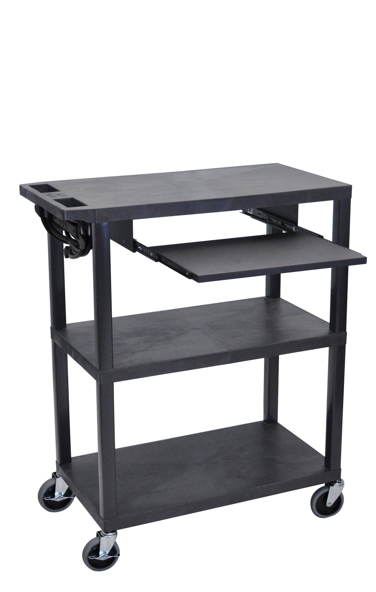 Luxor 3 Flat Shelves W/ Pullout Shelf & Electric Black
