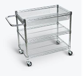 Luxor 3 Shelf Chrome Wire Tub Cart