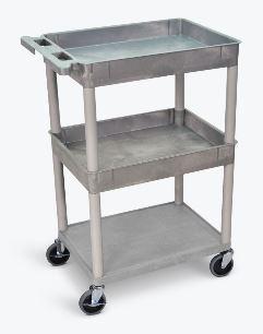 Luxor 3 Shelf Gray Tub Cart