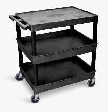 Luxor 3 Shelf Large Black Tub Cart