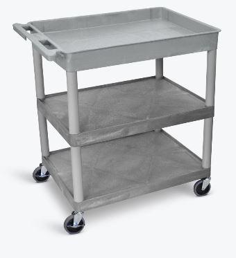 Luxor 3 Shelf Large Gray Tub Cart