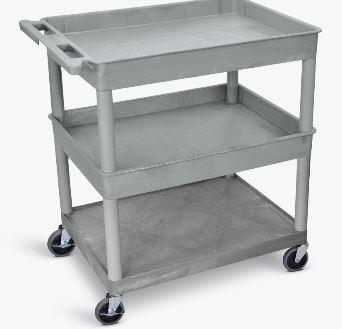 Luxor 3 Shelf Large Gray Tub Cart