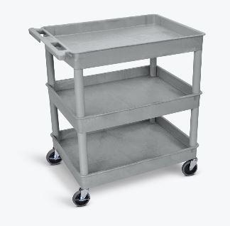 Luxor 3 Shelf Large Gray Tub Cart