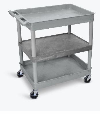 Luxor 3 Shelf Large Gray Tub Cart