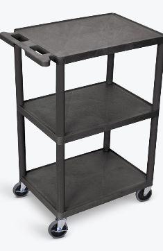 Luxor 3 Shelf Utility Cart Black
