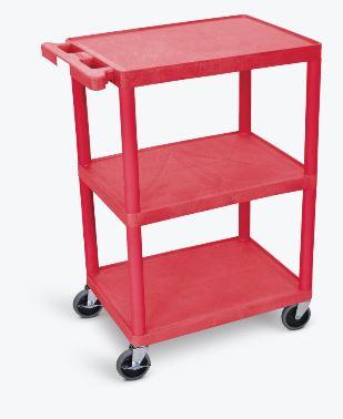 Luxor 3 Shelf Utility Cart Red