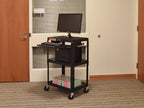 Luxor Adjustable Height Black Metal A/V Cart w/ Pullout
