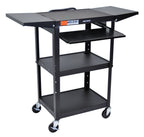 Luxor Adjustable Height Black Metal A/V Cart w/ Pullout