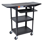 Luxor Adjustable Height Black Metal A/V Cart w/ Pullout