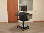 Luxor Adjustable Height Black Metal A/V Cart w/ Pullout