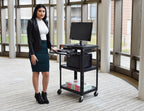 Luxor Adjustable Height Black Metal A/V Cart w/ Pullout