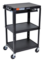 Luxor Adjustable Height Black Metal A/V Cart w/ Pullout
