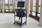 Luxor Adjustable Height Black Metal A/V Cart w/ Pullout