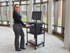 Luxor Adjustable Height Black Metal A/V Cart w/ Pullout