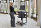 Luxor Adjustable Height Black Metal A/V Cart w/ Pullout