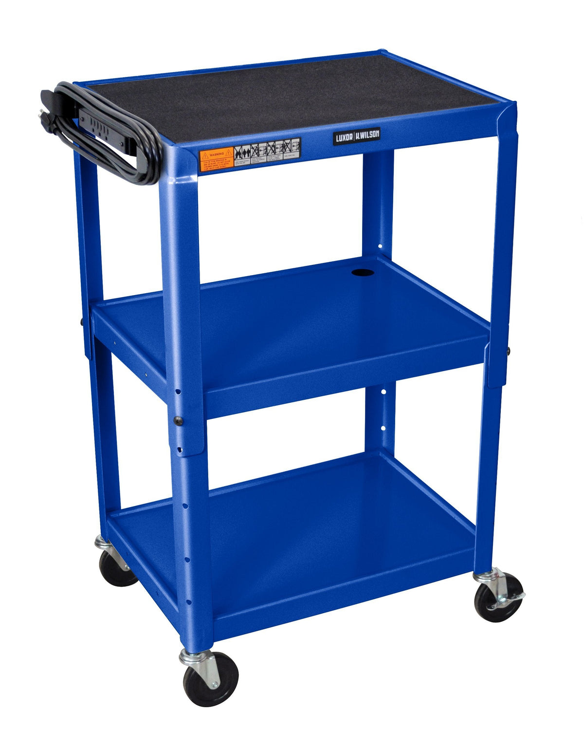 Luxor Adjustable Height Royal Blue Metal A/V Cart