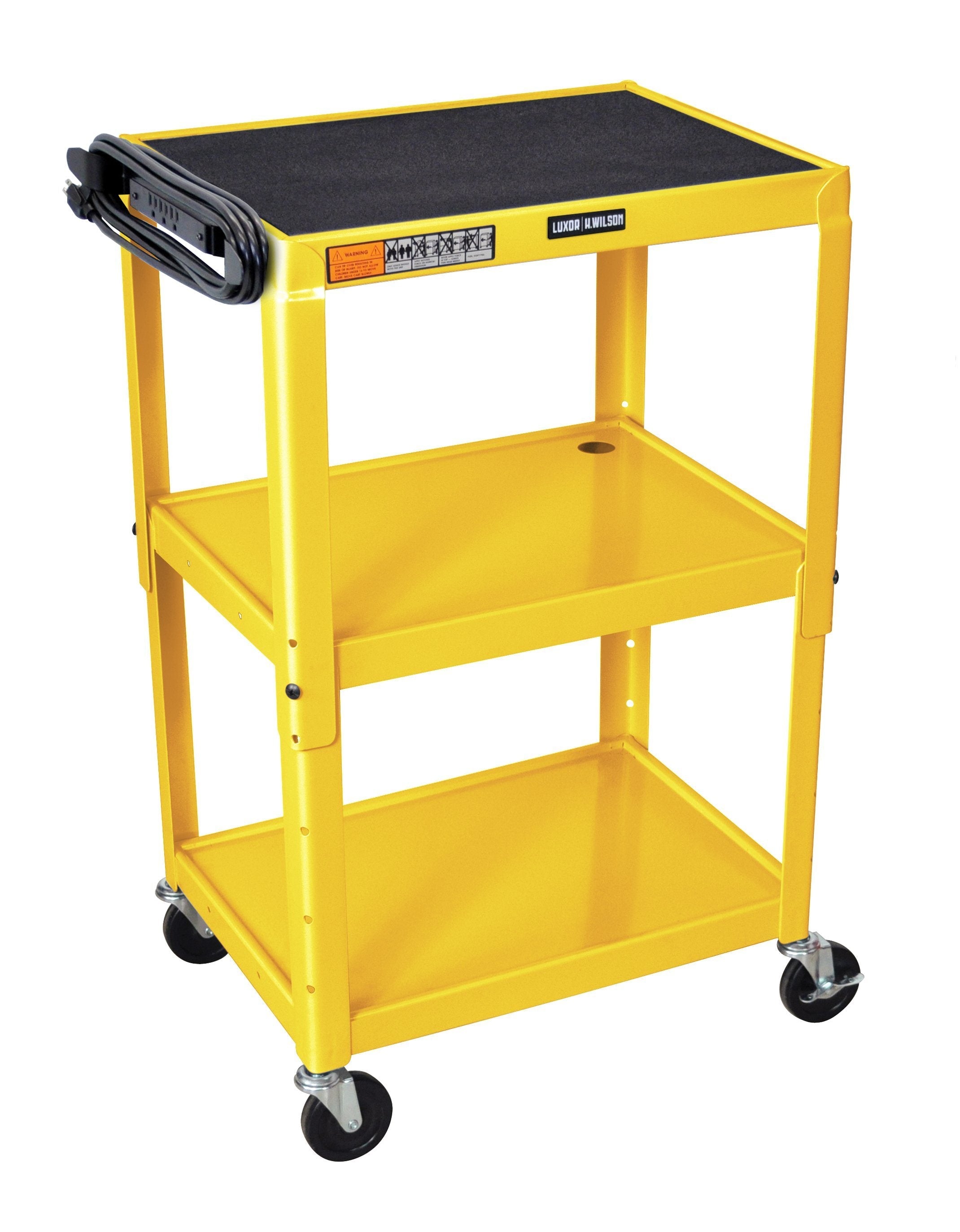 Luxor Adjustable Height Yellow Metal A/V Cart