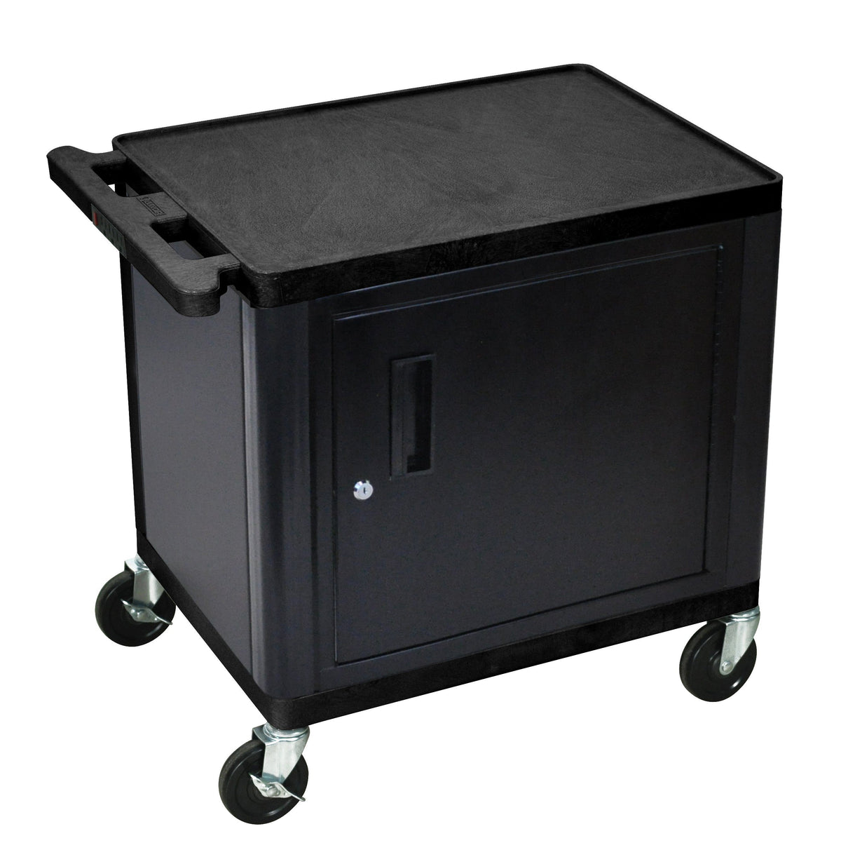 Luxor Black 2 Shelf A/V Cart W/ Cabinet 26’’ H