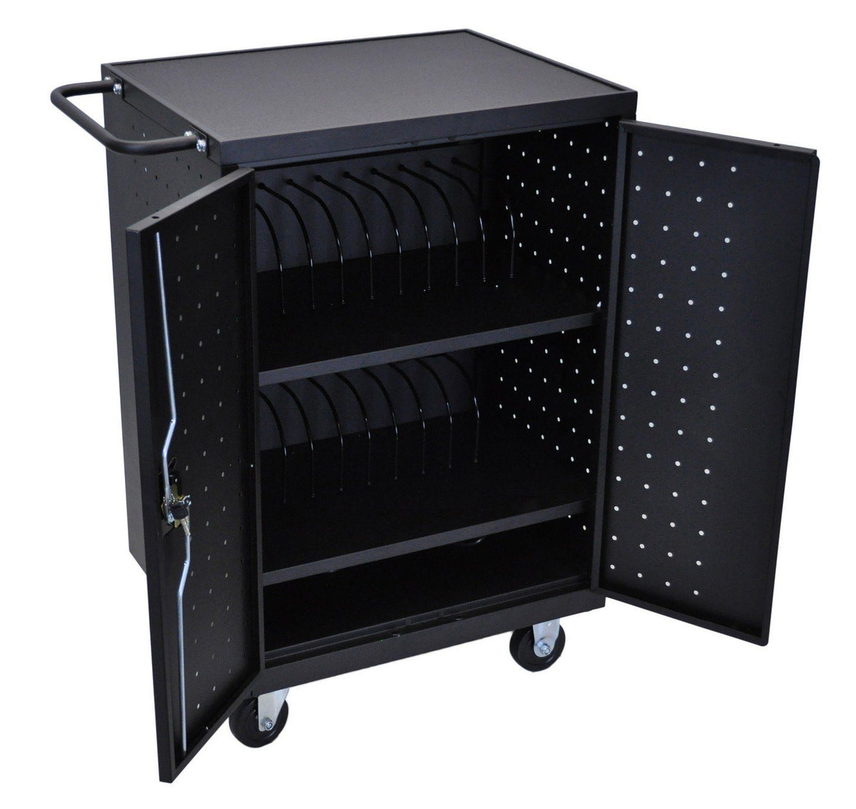 Luxor Black 24 Laptop Computer Charging Cart