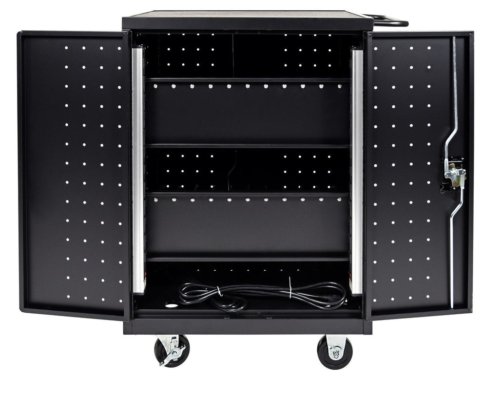 Luxor Black 24 Laptop Computer Charging Cart