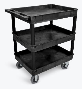 Luxor Black 24x32 3 Tub Cart W/ SP6 Casters