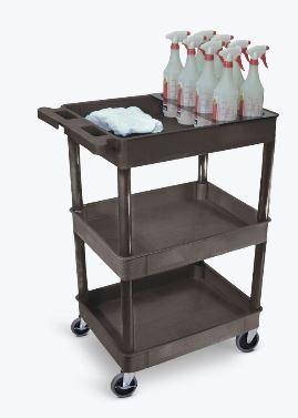Luxor Black 3 Shelf Tub Cart W/ Bottle Holder