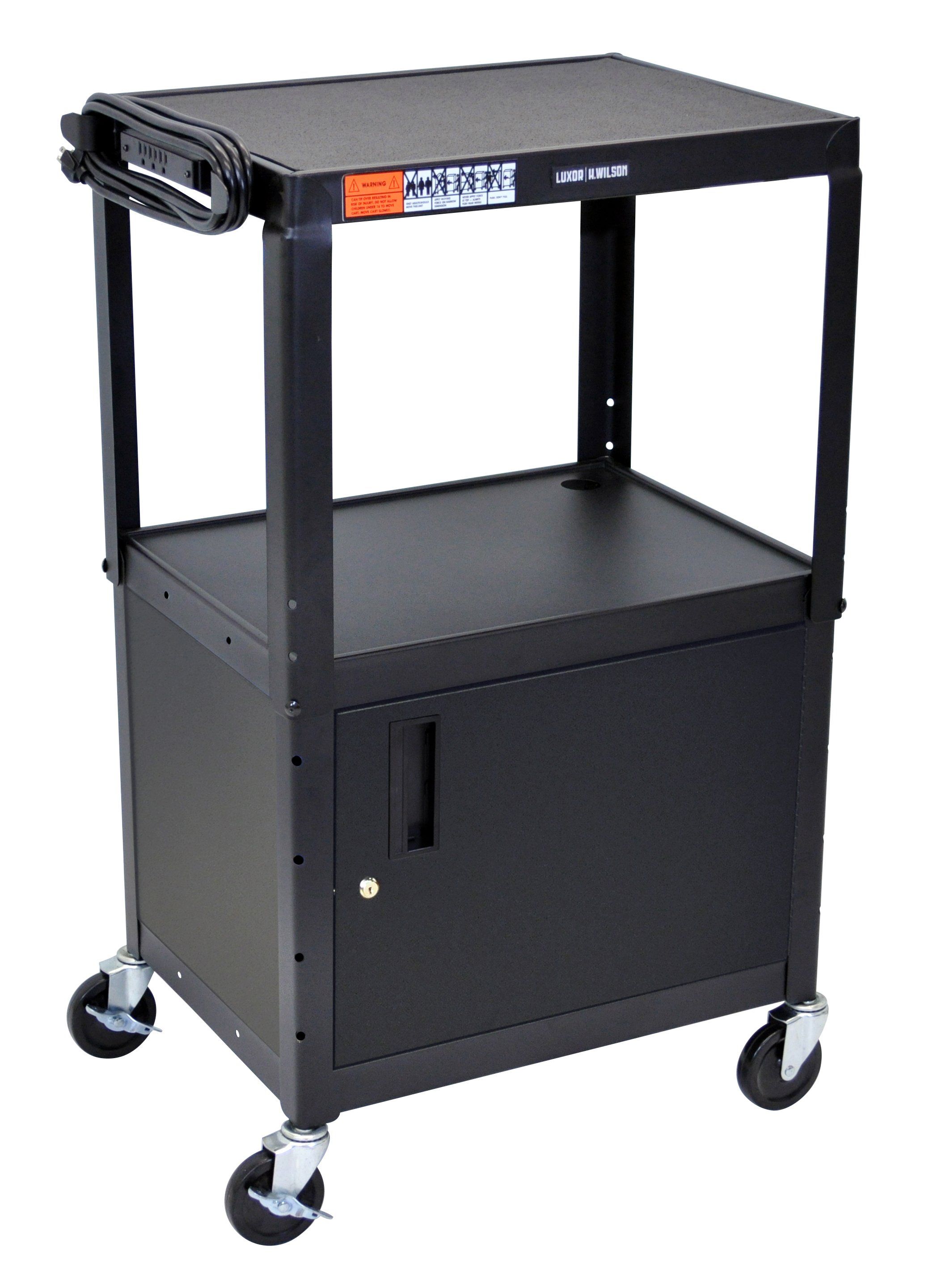 Luxor Black 42’’ Adj Height Cart w/ Cabinet