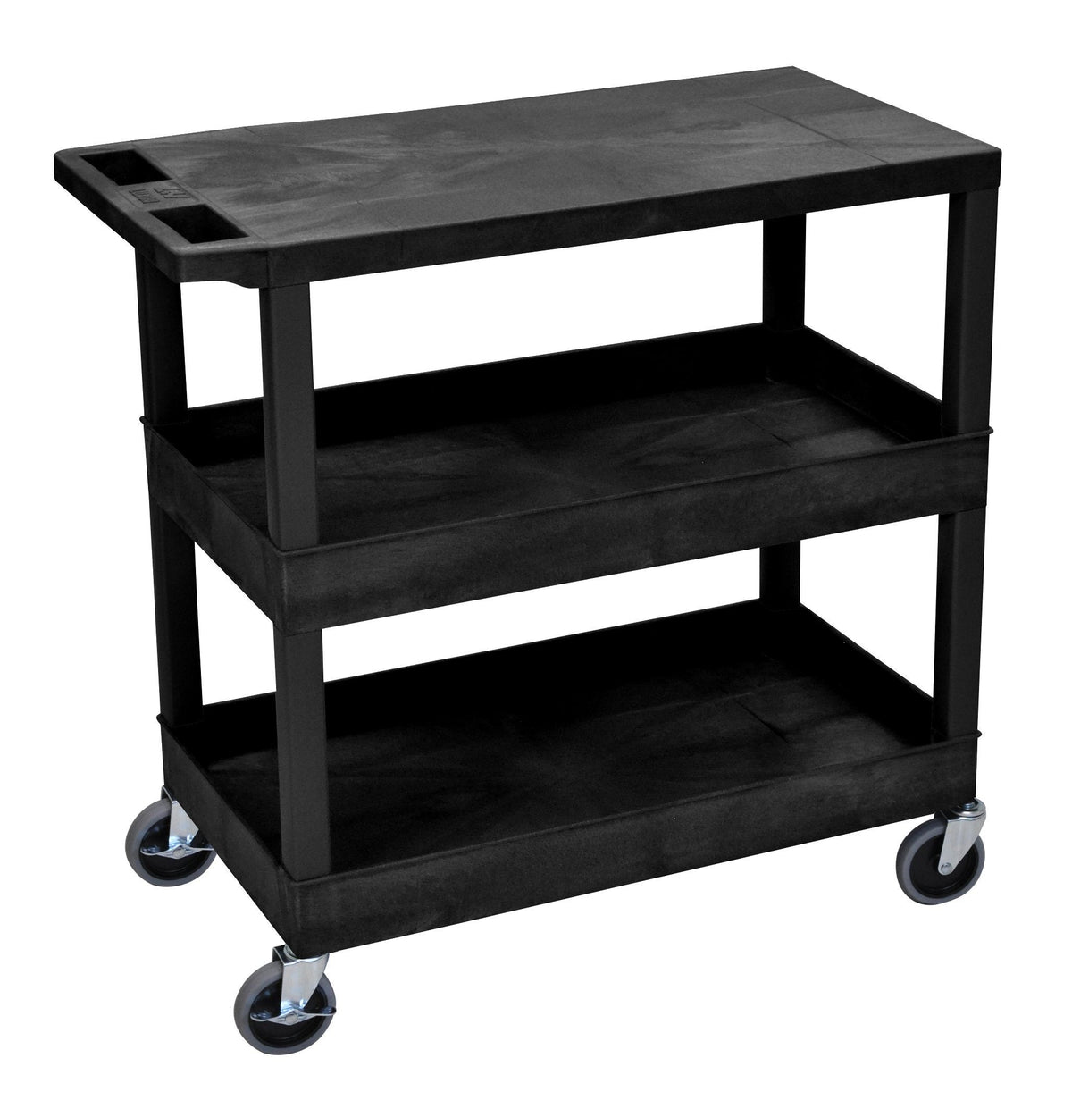 Luxor Black EC211 18x32 Cart with 2 Tub Shelves and 1 Flat