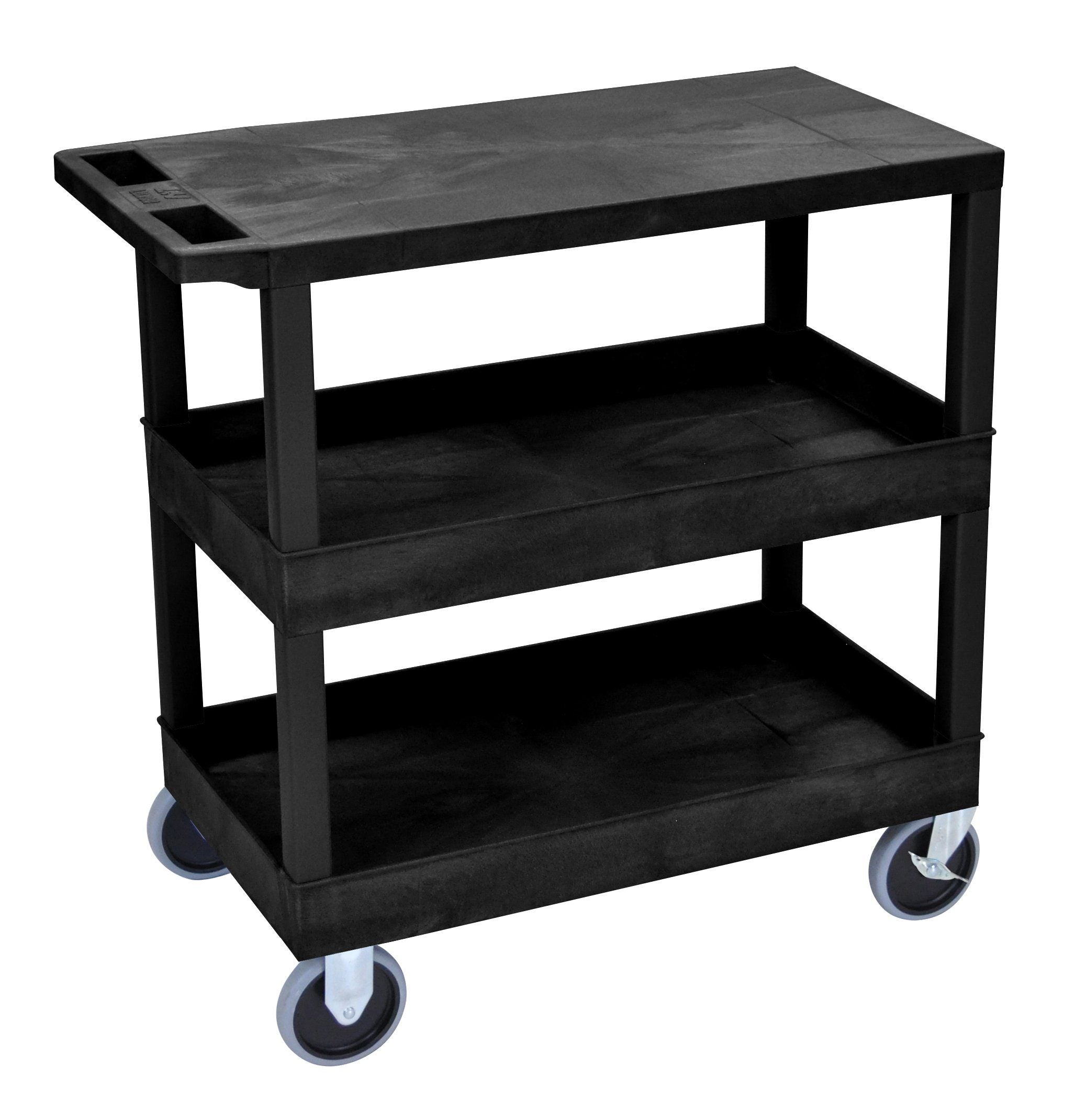 Luxor Black EC211HD 18x32 Cart with 2 Tub/1 Flat Shelves