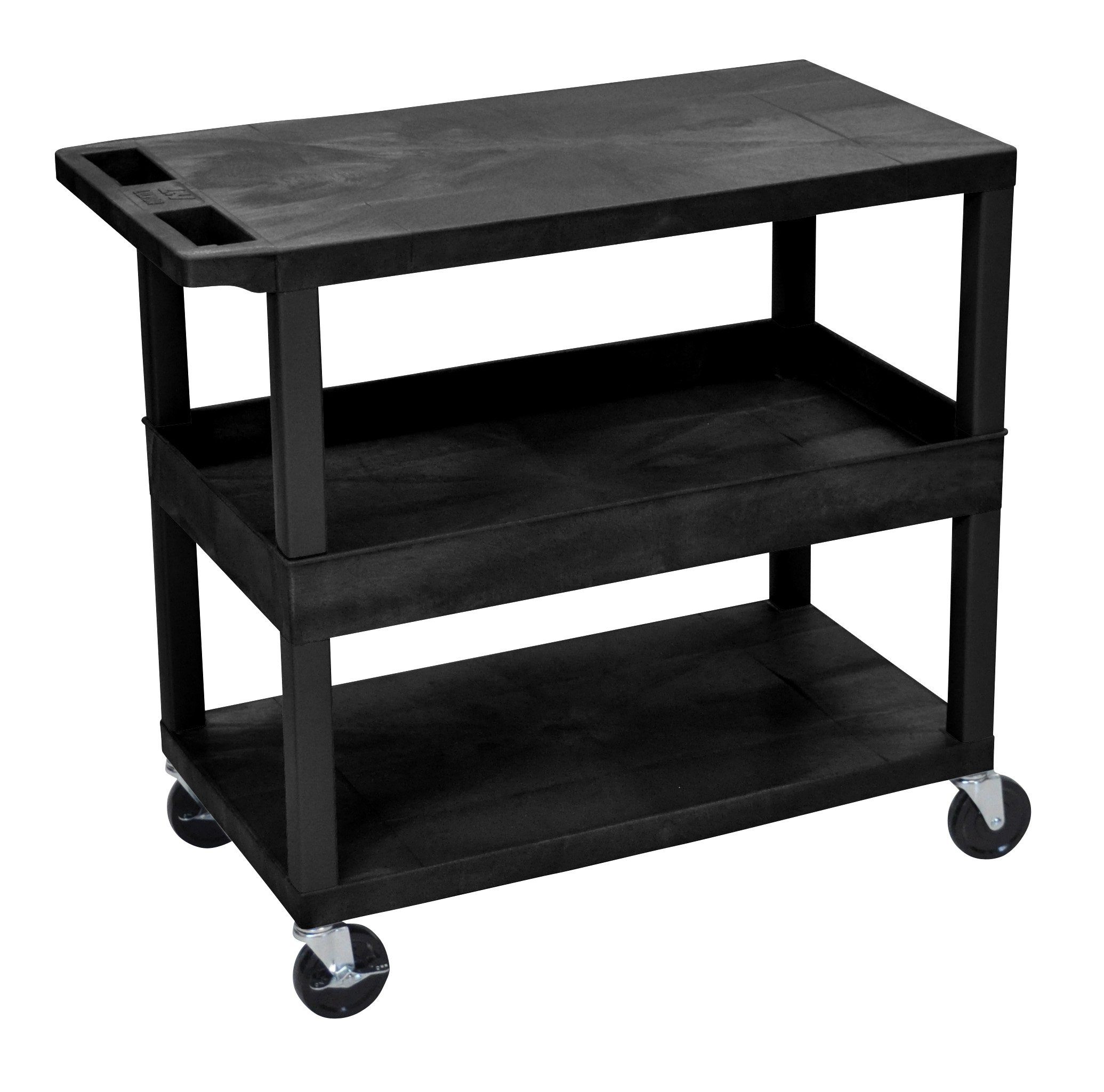 Luxor Black EC212-B 18x32 Cart 2 Flat/1 Tub Shelves
