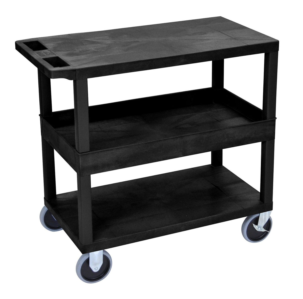 Luxor Black EC212HD 18x32 Cart with 2 Flat/1Tub Shelves