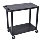 Luxor Black EC22-B 18x32 Cart with 2 Flat Shelves