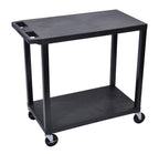 Luxor Black EC22-B 18x32 Cart with 2 Flat Shelves