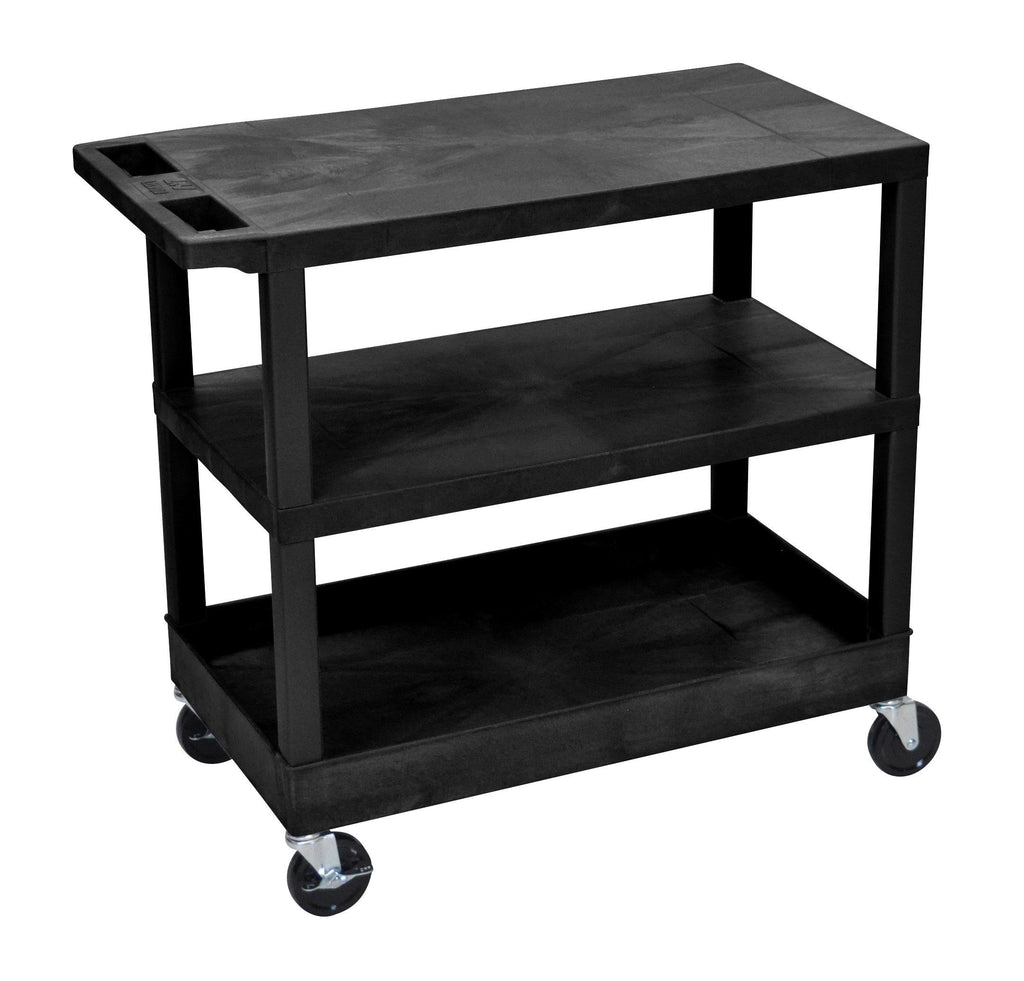 Luxor Black EC221-B 18x32 Cart 2 Flat/1 Tub Shelves