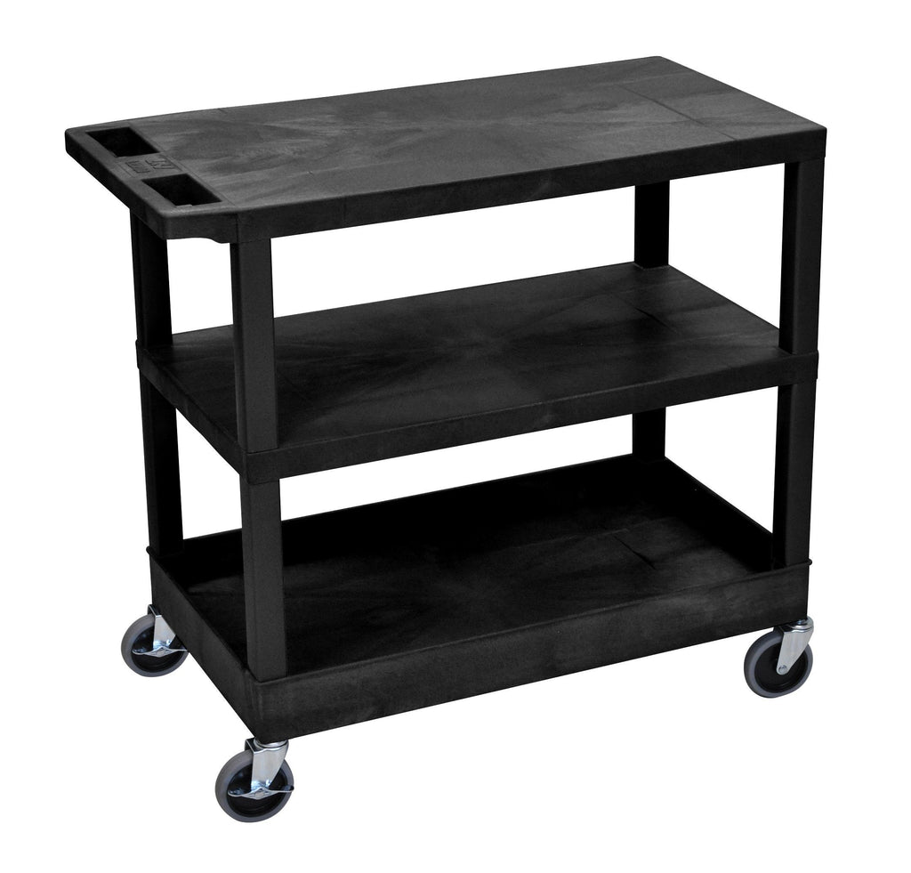 Luxor Black EC221-B 18x32 Cart 2 Flat/1 Tub Shelves