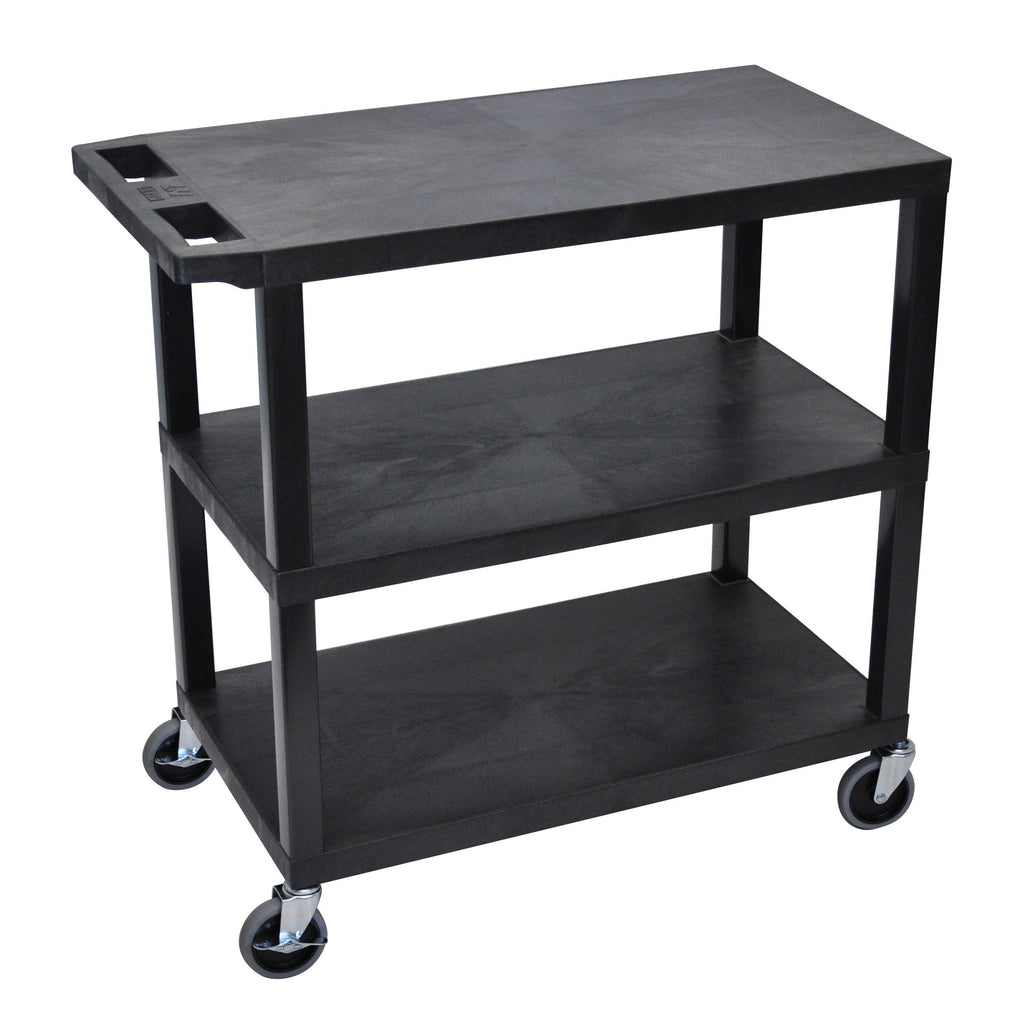 Luxor Black EC222-B 18x32 Cart 3 Flat Shelves