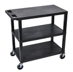 Luxor Black EC222-B 18x32 Cart 3 Flat Shelves