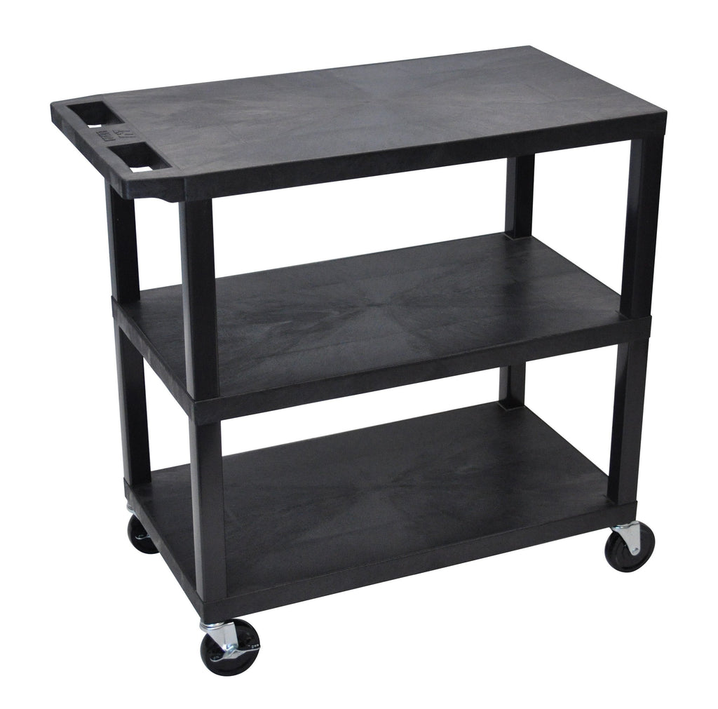 Luxor Black EC222-B 18x32 Cart 3 Flat Shelves