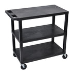Luxor Black EC222-B 18x32 Cart 3 Flat Shelves