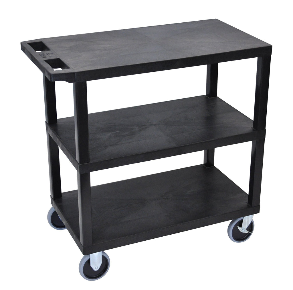 Luxor Black EC222HD-B 18x32 Cart with 3 Flat Shelves