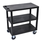Luxor Black EC222HD-B 18x32 Cart with 3 Flat Shelves