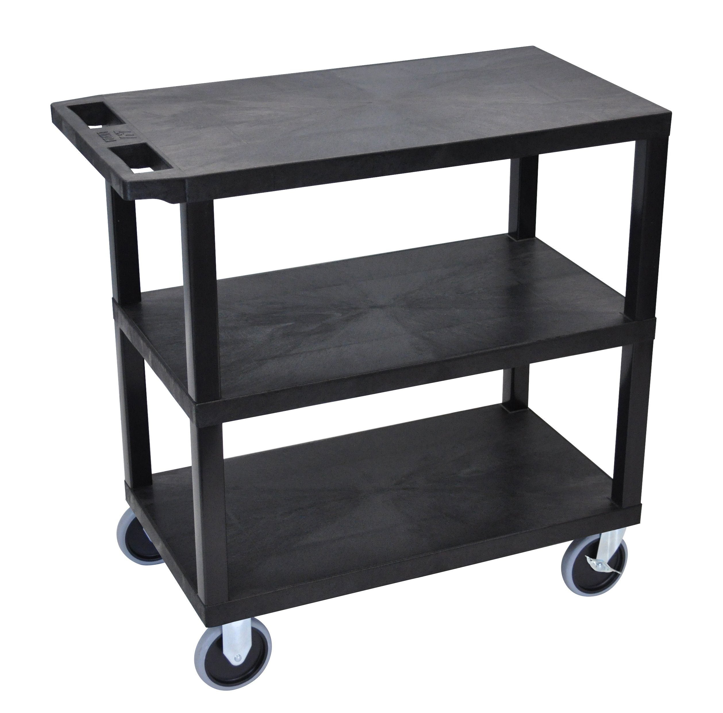 Luxor Black EC222HD-B 18x32 Cart with 3 Flat Shelves