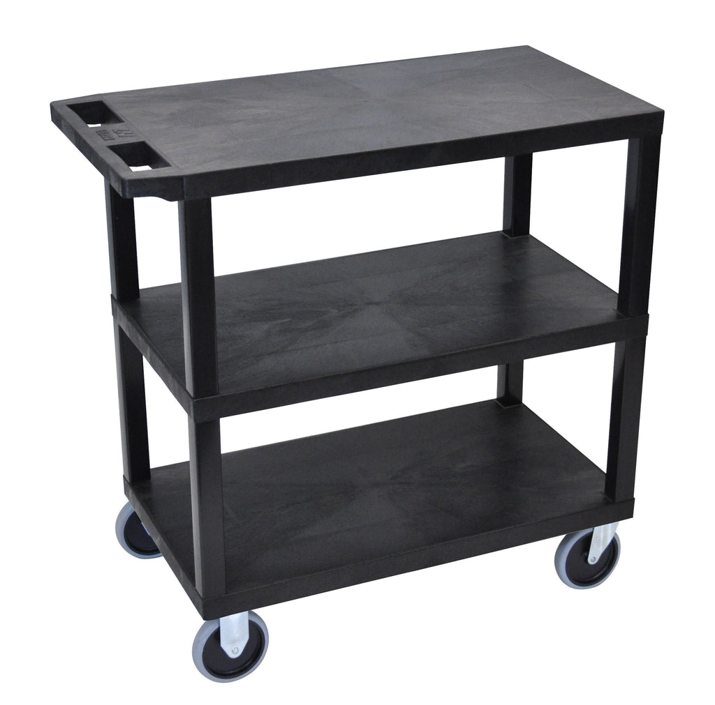 Luxor Black EC222HD-B 18x32 Cart with 3 Flat Shelves