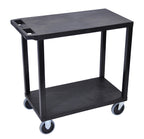Luxor Black EC22HD-B 18x32 Cart with 2 Flat Shelves
