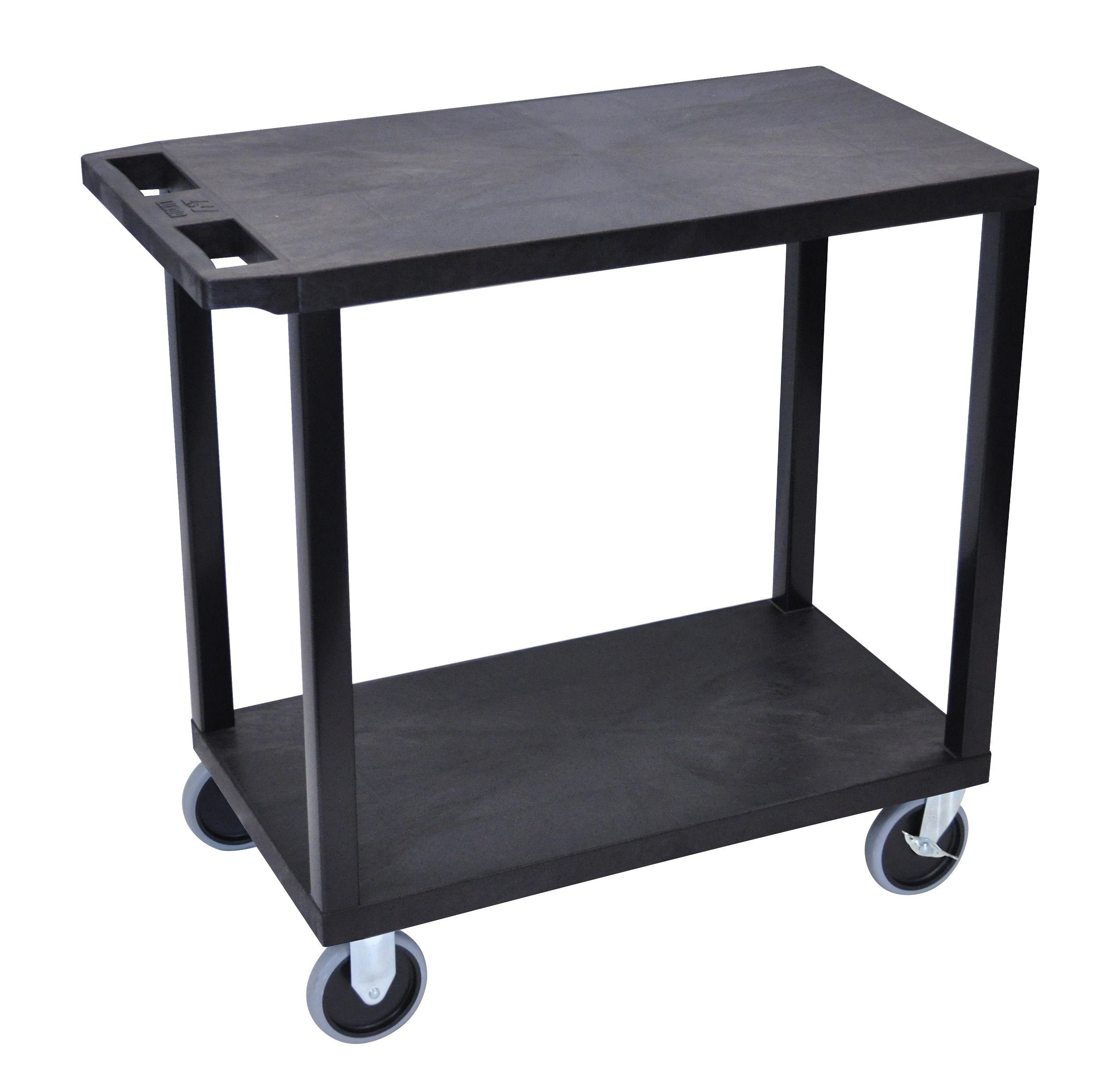 Luxor Black EC22HD-B 18x32 Cart with 2 Flat Shelves