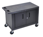 Luxor Black EC25C-B 18x32 Cart W/ 2 Shelves and Cabinet