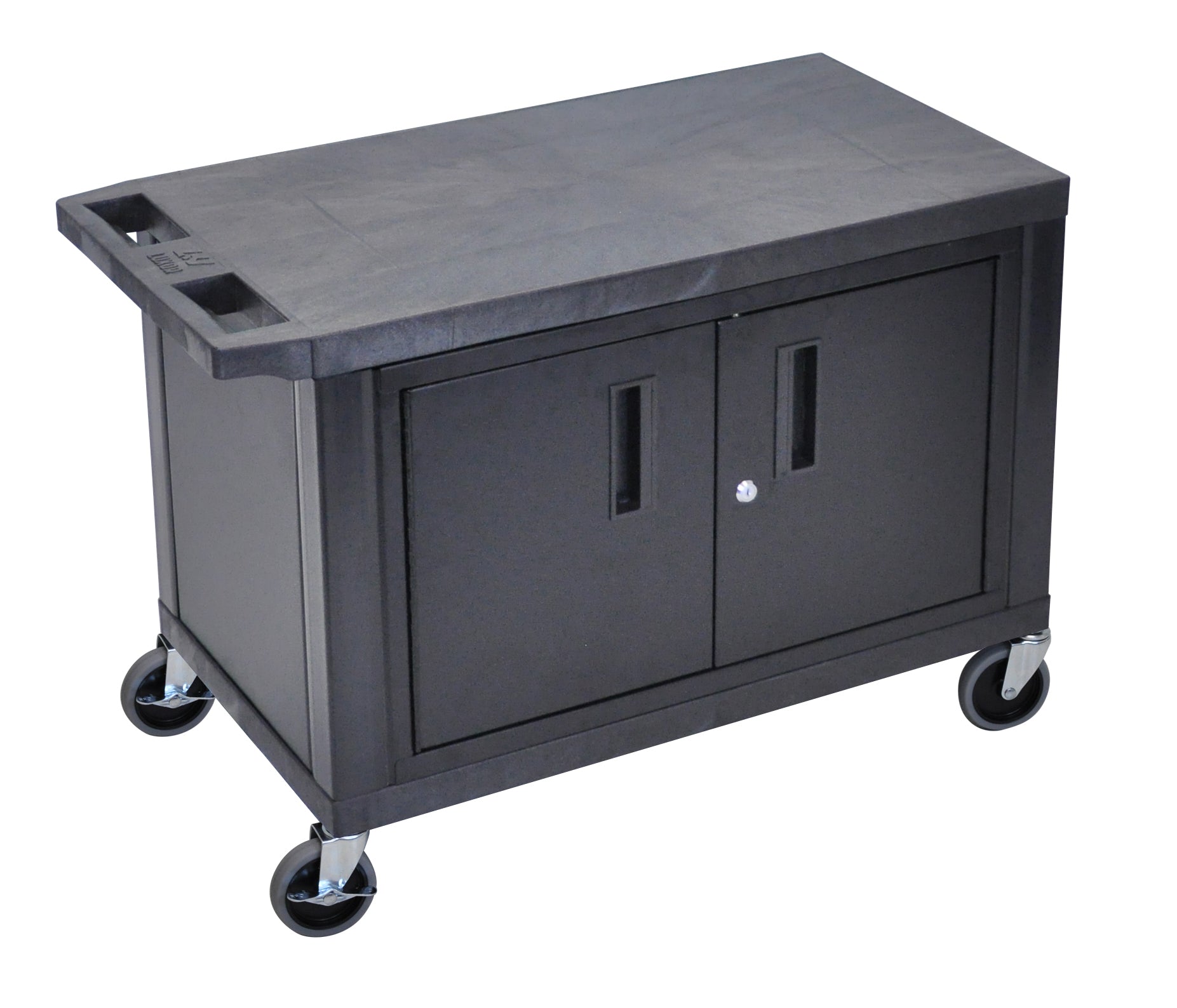 Luxor Black EC25C-B 18x32 Cart W/ 2 Shelves and Cabinet