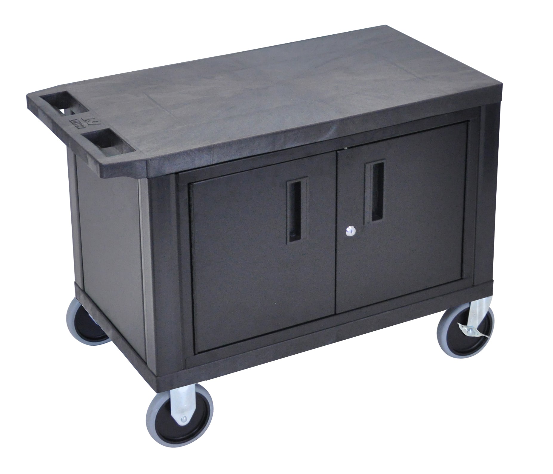 Luxor Black EC25CHD-B 18x32 Cart W/ 2 Shelves and Cabinet &