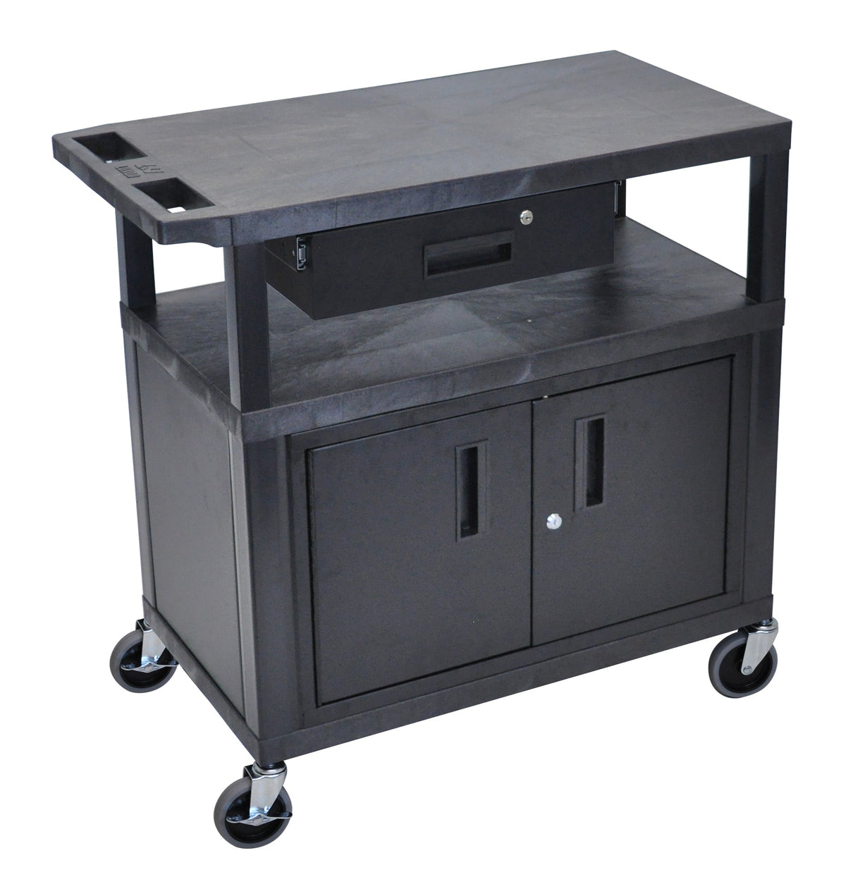 Luxor Black EC34CD-B 18x32 Cart W/ 3 Shelves Cabinet &
