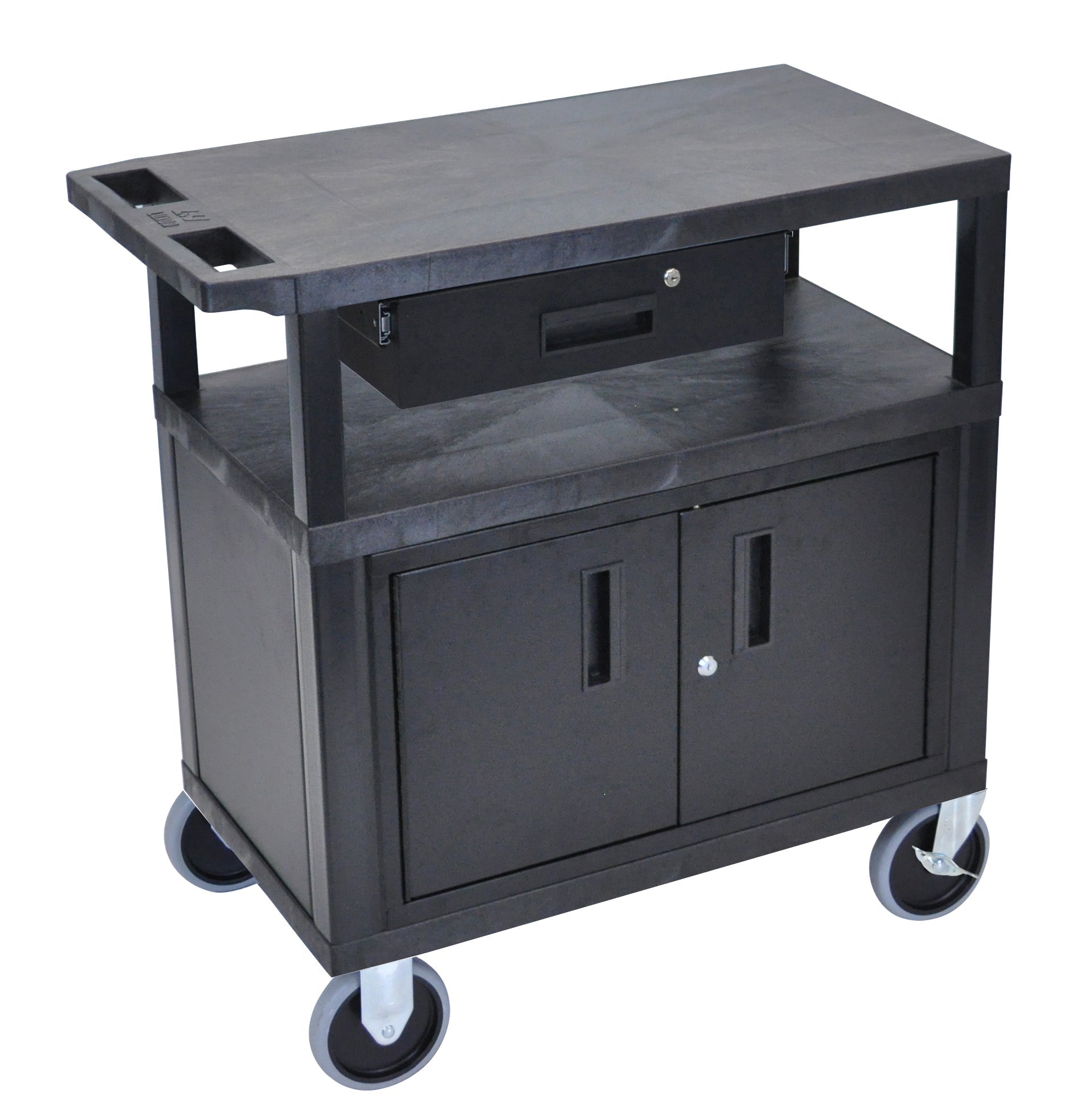 Luxor Black EC34CDHD-B 18x32 Cart W/ 3 Shelves Cabinet &